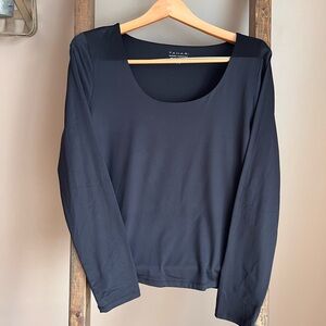 Tahari Double Lined Black Long Sleeve Capsule Wardrobe Top